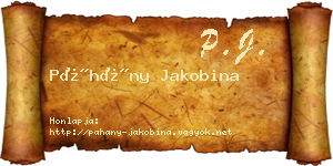 Páhány Jakobina névjegykártya